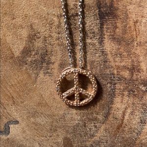 NWT! 18K Rose Gold Vermeil Diamond Peace Pendant